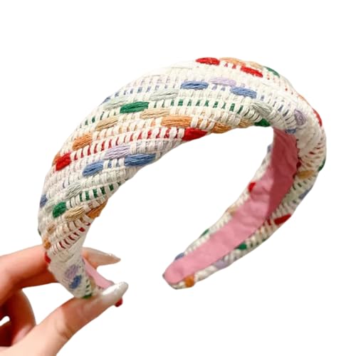 WANYI Haarreifen Damen Mädchen 1 Stück Acryl Geflochtene Stirnband Haarreif 3.8CM Breite Haarbänder Mode Stirnbänder Haarschmuck Bunt Haar Accessoires(A) von WANYI
