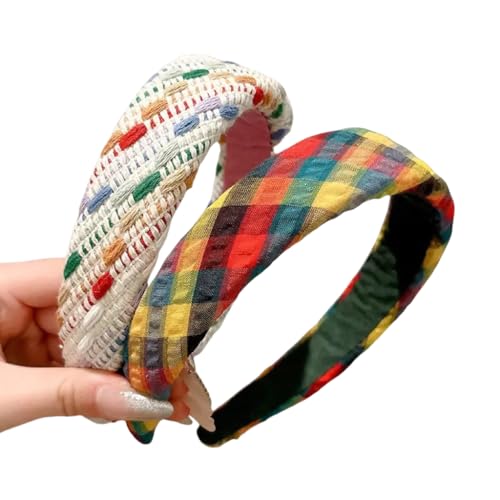 WANYI Haarreifen Damen Mädchen 2 Stück Acryl Geflochtene Stirnband Haarreif 3.8CM Breite Haarbänder Mode Stirnbänder Haarschmuck Bunt Haar Accessoires(A+B) von WANYI