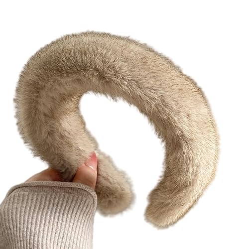 WANYI Haarreifen Haarreif Damen Plüsch Stirnband Haarreif Dirndl Mode Haarschmuck Niedlich Haarband Haarbänder Stirnbänder für Frauen Mädchen(Beigebraun) von WANYI