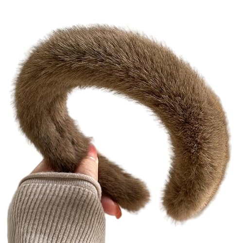 WANYI Haarreifen Haarreif Damen Plüsch Stirnband Haarreif Dirndl Mode Haarschmuck Niedlich Haarband Haarbänder Stirnbänder für Frauen Mädchen(Braun) von WANYI