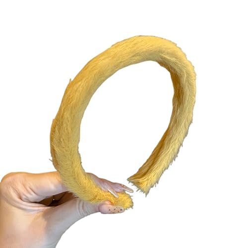 WANYI Haarreifen Haarreif Damen Plüsch Stirnband Haarreif Dirndl Mode Haarschmuck Niedlich Haarband Haarbänder Stirnbänder für Frauen Mädchen(Gelb) von WANYI