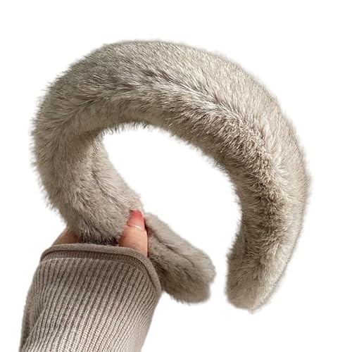 WANYI Haarreifen Haarreif Damen Plüsch Stirnband Haarreif Dirndl Mode Haarschmuck Niedlich Haarband Haarbänder Stirnbänder für Frauen Mädchen(Grau) von WANYI