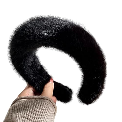 WANYI Haarreifen Haarreif Damen Plüsch Stirnband Haarreif Dirndl Mode Haarschmuck Niedlich Haarband Haarbänder Stirnbänder für Frauen Mädchen(Schwarz) von WANYI