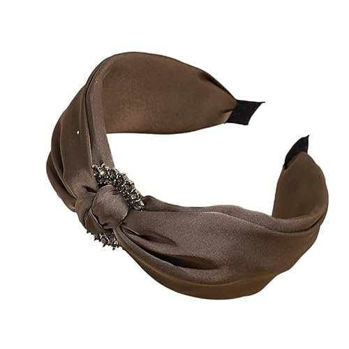 WANYI Haarreifen Haarreif Damen Satin Stirnband Haarreif Dirndl Mode Stirnbänder Niedlich Haarband Breite Haarbänder Haarschmuck für Frauen Mädchen(Braun) von WANYI