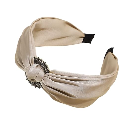 WANYI Haarreifen Haarreif Damen Satin Stirnband Haarreif Dirndl Mode Stirnbänder Niedlich Haarband Breite Haarbänder Haarschmuck für Frauen Mädchen(Champagner) von WANYI
