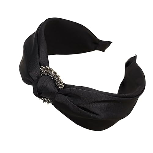 WANYI Haarreifen Haarreif Damen Satin Stirnband Haarreif Dirndl Mode Stirnbänder Niedlich Haarband Breite Haarbänder Haarschmuck für Frauen Mädchen(Schwarz) von WANYI