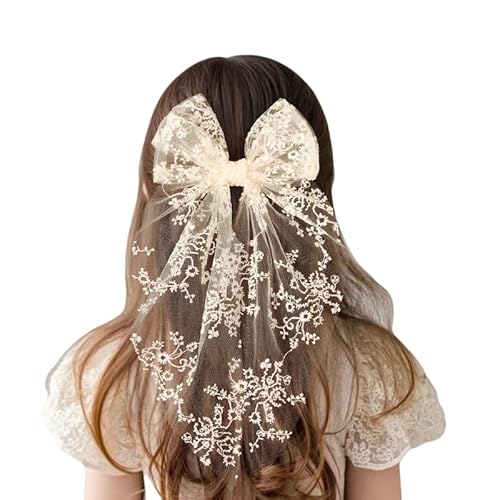 WANYI Haarschleife Damen Haarspange mit Schleife Haare Französisch Spitze Haarschleifen mit Muster Elegant Haarschmuck für Damen Mädchen Mode Frisuren von WANYI