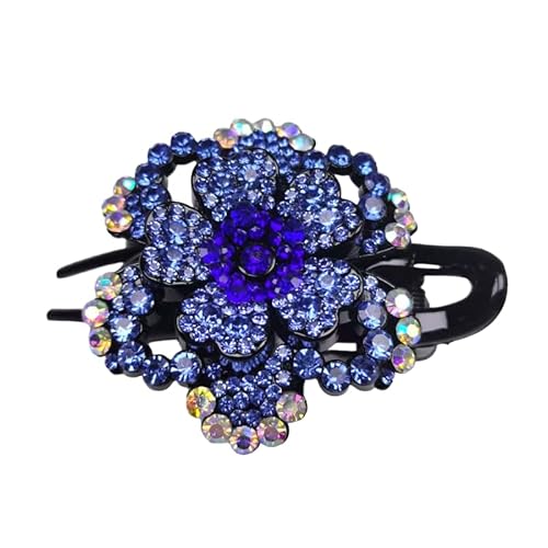 WANYI Haarspange Strass Elegante Haarspangen Damen Glitzer Blumen Haarklammer Mode Haarschmuck Exquisite Haarklammern für Frauen und Mädchen(Blau) von WANYI