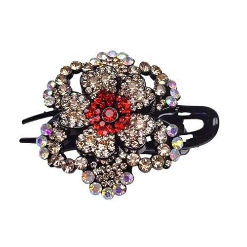 WANYI Haarspange Strass Elegante Haarspangen Damen Glitzer Blumen Haarklammer Mode Haarschmuck Exquisite Haarklammern für Frauen und Mädchen(Champagnerrot) von WANYI