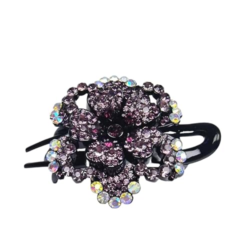 WANYI Haarspange Strass Elegante Haarspangen Damen Glitzer Blumen Haarklammer Mode Haarschmuck Exquisite Haarklammern für Frauen und Mädchen(Dunkelviolett) von WANYI