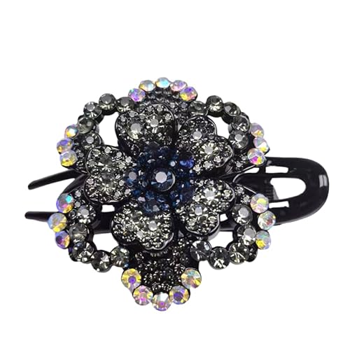 WANYI Haarspange Strass Elegante Haarspangen Damen Glitzer Blumen Haarklammer Mode Haarschmuck Exquisite Haarklammern für Frauen und Mädchen(Graublau) von WANYI