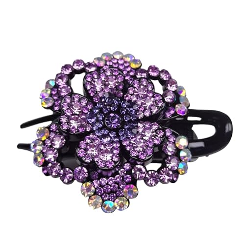 WANYI Haarspange Strass Elegante Haarspangen Damen Glitzer Blumen Haarklammer Mode Haarschmuck Exquisite Haarklammern für Frauen und Mädchen(Lila) von WANYI