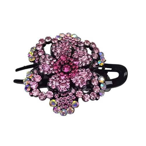 WANYI Haarspange Strass Elegante Haarspangen Damen Glitzer Blumen Haarklammer Mode Haarschmuck Exquisite Haarklammern für Frauen und Mädchen(Rosa) von WANYI