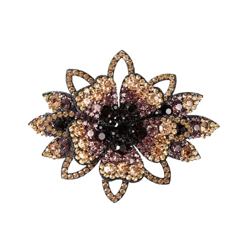 WANYI Haarspangen Damen 10cm Glitzer Strass Haarspange Französische Haarspange Vintage Strass Blume Haarklammer mit Federklammer Hair Clip für Mädchen und Damen(Champagner 03) von WANYI