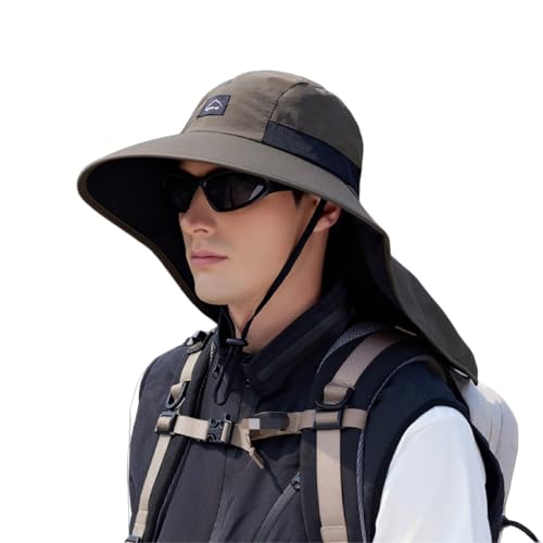 WANYI Sonnenhut Damen Herren mit Nackenschutz 360°UV-Schutz Fischerhut Sommerhut Breiter Krempe Mesh Anglerhut Wasserdicht Atmungsaktives Wanderhut Outdoor Safari Hut Schnell Trocken(Grün) von WANYI