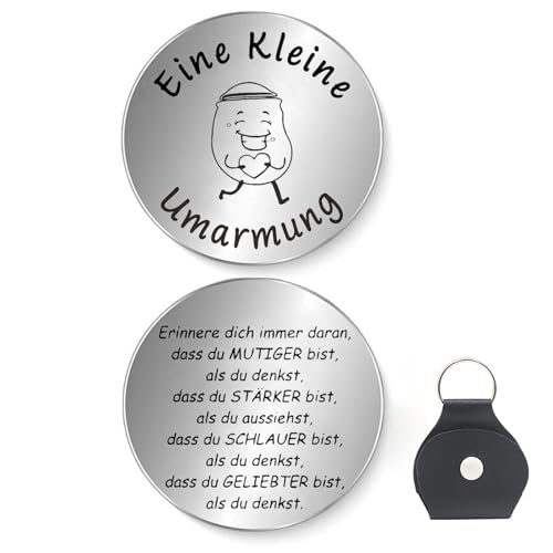 WANYI Kleine Umarmung Glücksbringer Rund Glücksmünze Du Schaffst Das Glücksbringer Edelstahl Doppelseitig Token Mutmacher Geschenk Aufmunterung Geschenke für Freund Freundin Männer kinder (A) von WANYI