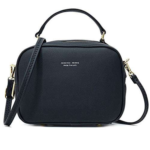 WANYIG Handy Umhängetasche Damen PU Leder Schultertasche Klein Reißverschluss Handtasche Crossbody Bag Frauen Brieftasche Cross-Body Tasche(Schwarz) von WANYIG