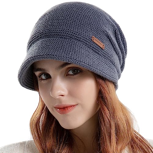 WANYIG Slouchy Beanie Mütze Winter Strickmützen Slouch Beanie Mütze Winter Hüte für Damen Herren Unisex mit Innenfutter Wolle(Dunkelgrau) von WANYIG