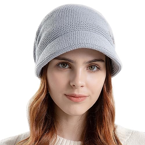 WANYIG Slouchy Beanie Mütze Winter Strickmützen Slouch Beanie Mütze Winter Hüte für Damen Herren Unisex mit Innenfutter Wolle(Hellgrau) von WANYIG