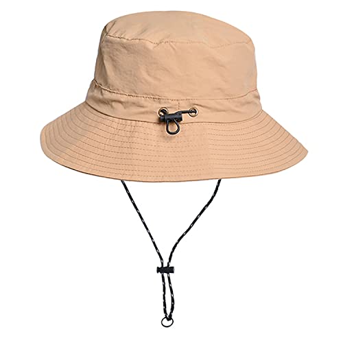 WANYIG Sonnenhut Damen Herren UV Schutz Faltbar Safari Hut Wasserdicht Sommerhut Wanderhut Anglerhut Outdoor Buschhut Schnell Trocken 55-58CM (Khaki) von WANYIG