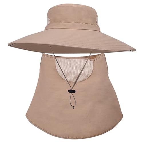 WANYIG Sonnenhut Herren Damen UV Schutz Mesh Hut Herren Sommer Fischerhut Sommerhut Regenhut Wasserdicht Bucket Hat Outdoor Wanderhut mit 13.5CM Breiter Krempe/Gesichts-Netz (Khaki) von WANYIG