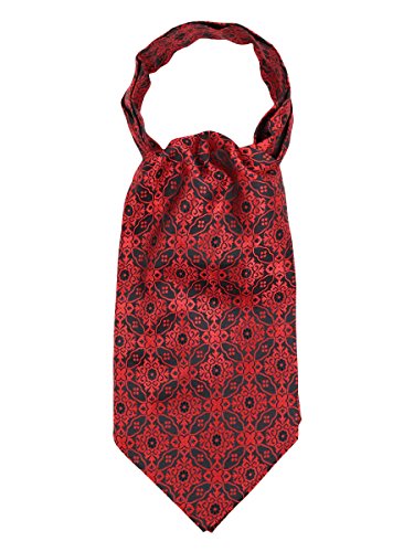 WANYING Herren Krawattenschal Ascotkrawatte Schal Cravat Ties Einfach Schick für Gentleman - Geblümt Rot & Schwarz von WANYING