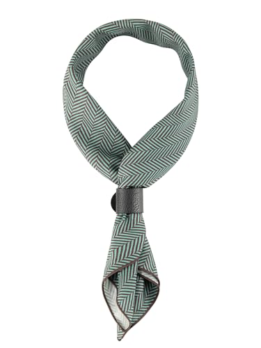 Herren Quadratische Halstuch mit Leder Loop Multifunktionstuch Kopftuch Nickituch Bandanas Trachtentuch Bandanas Vintage Retro 58x58 cm - Herringbone Blau & Dunkelbraun von WANYING