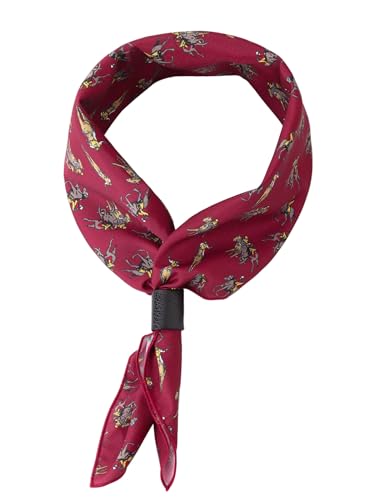 Herren quadratische Halstuch mit Leder Loop Multifunktionstuch Kopftuch Nickituch Bandanas Trachtentuch Bandanas Vintage Retro 60x60 cm - Druckmuster Pferdesport Rot von WANYING