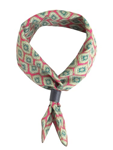 Herren quadratische Halstuch mit Leder Loop Multifunktionstuch Kopftuch Nickituch Bandanas Trachtentuch Bandanas Vintage Retro 60x60 cm - Druckmuster Symmetrie Rot von WANYING