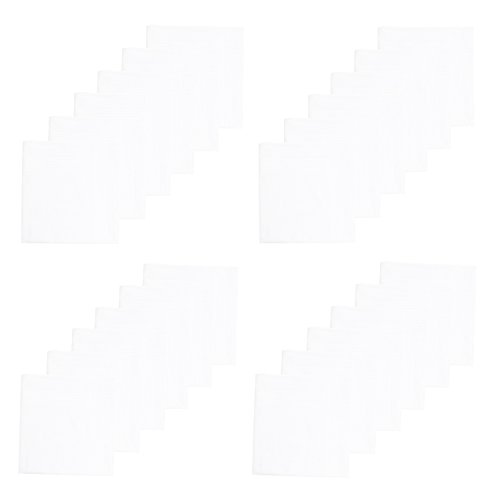 WANYING 24 Stücke Herren Weiße Taschentücher Stofftaschentücher mit Streifen 100% Baumwolle 40cm*40cm von WANYING