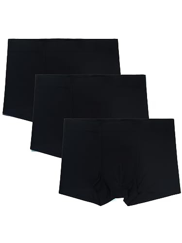 WANYING 3 Stücke Herren Midrise Ice Silk Retroshorts Trunks Unterwäsche Nahtlos Super Dünn Atmungsaktiv Basic - Einfarbig Schwarz L von WANYING