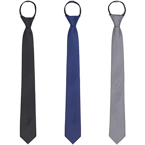 WANYING 3 × Reißverschluss Krawatte 6cm Schmalen Krawatte für Herren Vorgebunden Security Sicherheits Krawatte Narrow Necktie Casual Business Länge 48cm - Einfarbig von WANYING