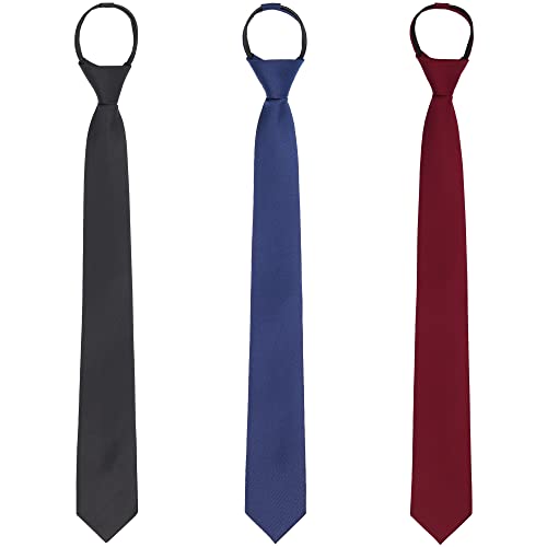 WANYING 3 × Reißverschluss Krawatte 6cm Schmalen Krawatte für Herren Vorgebunden Security Sicherheits Krawatte Narrow Necktie Casual Business Länge 48cm - Einfarbig von WANYING