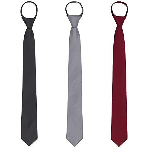 WANYING 3 × Reißverschluss Krawatte 6cm Schmalen Krawatte für Herren Vorgebunden Security Sicherheits Krawatte Narrow Necktie Casual Business Länge 48cm - Einfarbig von WANYING