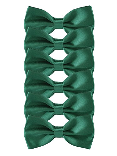 WANYING 6 Stück Herren Fliegen Schleife mit Hakenverschluß Bereits Gebunden Verstellbar Klassisch Casual Formell - Einfarbig Dunkelgrün von WANYING