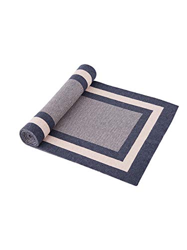 6% Wolle Winter Herbst Gestrickter Schal Strickschal für Herren Casual Business Einfach Schick Urban Gentleman - 180 * 30 cm Schmal Gestreift Grau Khaki von WANYING