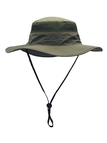 WANYING Damen Herren Outdoor Bucket Hut Fischer Hut Buschhut Atmungsaktiv Schnelltrocknend Sonnenschutz - für Kopfumfang 56-60 cm Armee Grün von WANYING