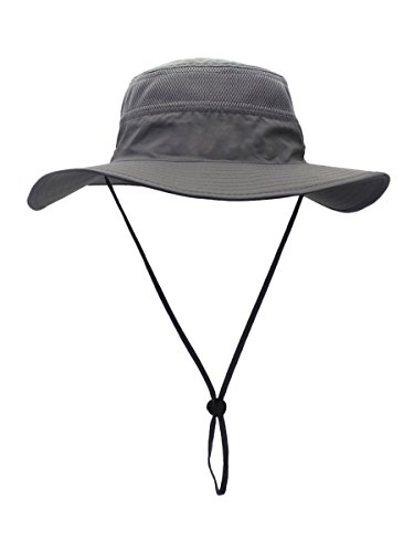 WANYING Damen Herren Outdoor Bucket Hut Fischer Hut Buschhut Atmungsaktiv Schnelltrocknend Sonnenschutz - für Kopfumfang 60-63 cm Dunkelgrau von WANYING