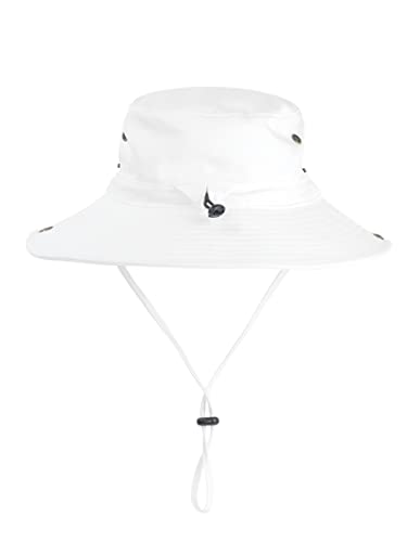 WANYING Damen Herren Outdoor Sonnenschutz Bucket Hut Fischerhut Baumwolle Two Way to Wear für Kopfumfang 55-62 cm Einfarbig Weiß von WANYING