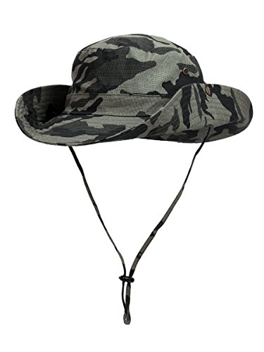 WANYING Damen Herren Outdoor Sonnenschutz Bucket Hut Fischerhut Baumwolle Two Way to Wear für Kopfumfang 55-62 cm Olive Camouflage von WANYING