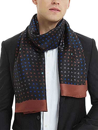 WANYING Dünn Herrenschal für Herbst Frühjahr aus Kunstseide Viskose Casual Business Gentlemen 30 * 170cm - Vierblättriges Kleeblatt Schwarz von WANYING