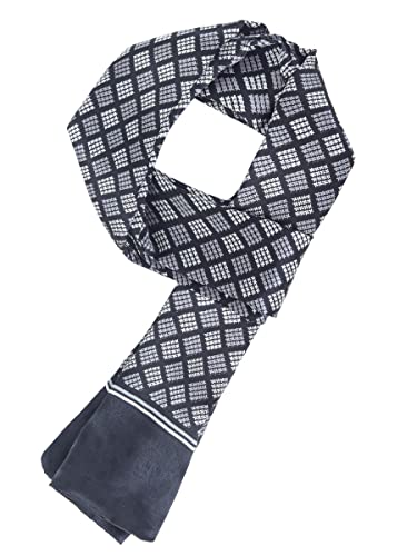 WANYING Edler Seidenschal für Herren 100% Seide 11 Momme Herrenschal Schaltuch Doppelseite für Frühjahr Sommer Herbst Casual Business 155×26cm - Houndstooth Muster Schwarz von WANYING