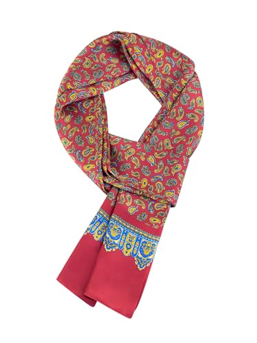 WANYING Edler Seidenschal für Herren 100% Seide 11 Momme Herrenschal Schaltuch Doppelseite für Frühjahr Sommer Herbst Casual Business 155×26cm - Paisley Rot von WANYING