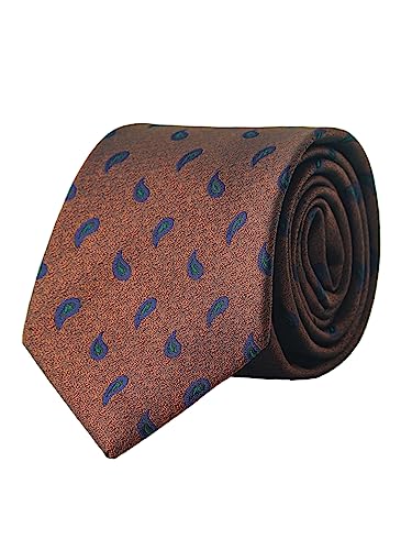 WANYING Grün 8cm Krawatte Binder Schlips Herrenmode Jacquard Gewebte Standard Krawatte Business Casual Formell Hochzeit Party Retro - Braun mit Grün Paisley von WANYING