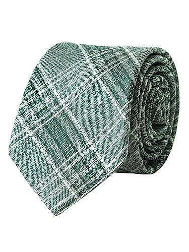 WANYING Grün 8cm Krawatte Binder Schlips Herrenmode Jacquard Gewebte Standard Krawatte Business Casual Formell Hochzeit Party Retro - Grün Weiß Kariert von WANYING