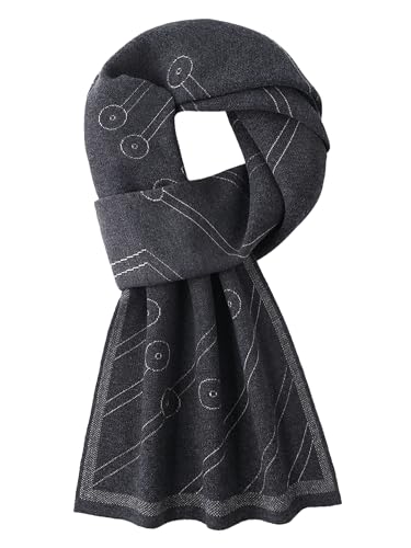 WANYING Herbst Winter Herrenschal 6% Wolle Gestrickter Schal Strickschal Wolleschal Modeschal für Urban Herren Gentleman - Dunkelgrau & Beige von WANYING