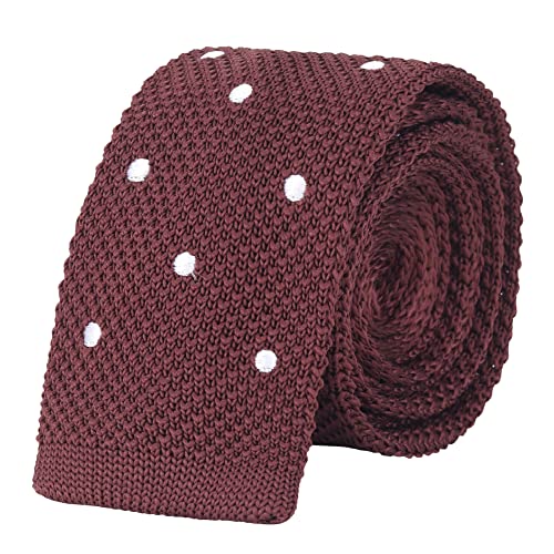 WANYING Herren 5,5cm 2,17" Schmale Krawatte Strickkrawatte Gestrickte Krawatte Narrow Knit Tie Retro Vintage Trendy Sportlich Casual Büro Basic - Gepunktet Braun von WANYING