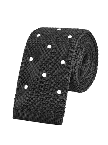 WANYING Herren 5,5cm 2,17" Schmale Krawatte Strickkrawatte Gestrickte Krawatte Narrow Knit Tie Retro Vintage Trendy Sportlich Casual Büro Basic - Gepunktet Schwarz von WANYING