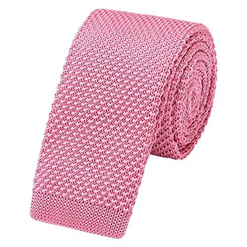 WANYING Herren 5.7cm 2.25" Schmale Krawatte Strickkrawatte Gestrickte Narrow Krawatte Knit Tie Retro Vintage Casual Büro Basic - Einfarbig Altrosa von WANYING