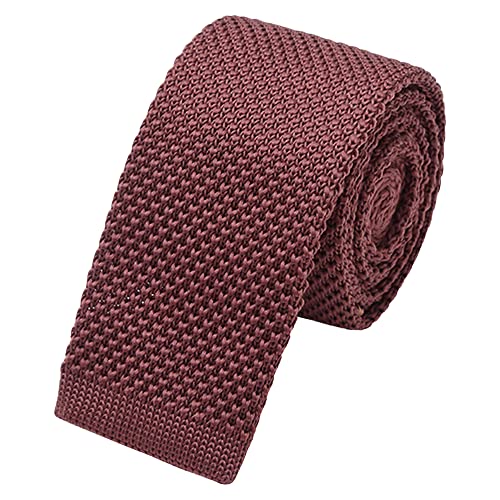 WANYING Herren 5.7cm 2.25" Schmale Krawatte Strickkrawatte Gestrickte Narrow Krawatte Knit Tie Retro Vintage Casual Büro Basic - Einfarbig Braun von WANYING